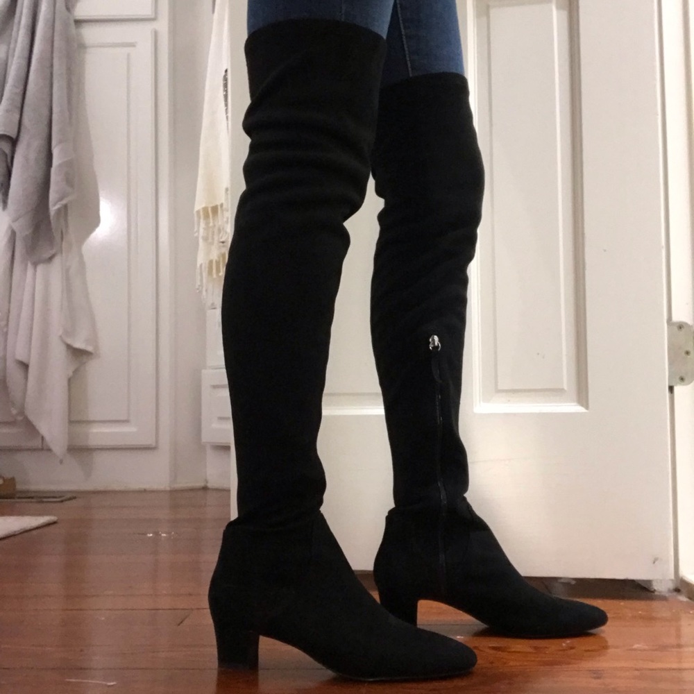 Zara Suede Over Knee Boots View 2